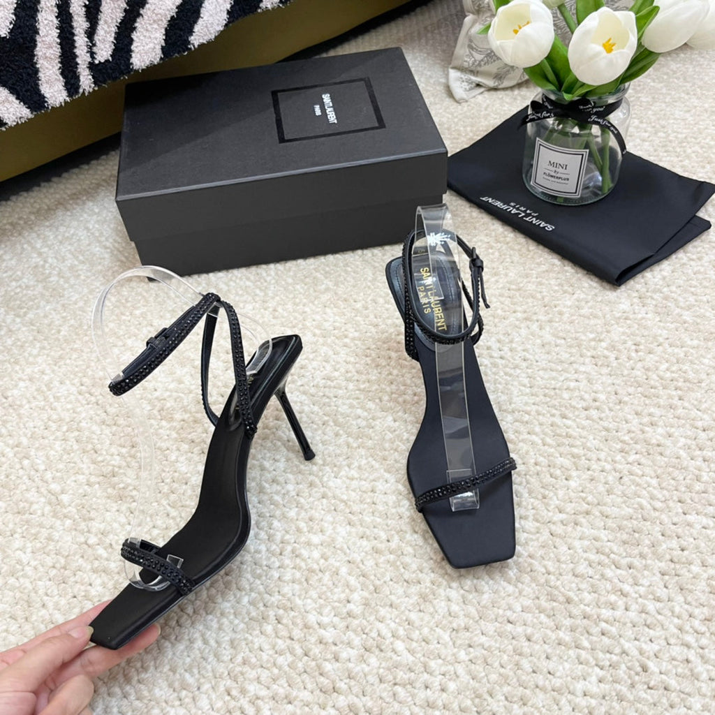 SL GEORGIA SANDALS PUMP BLACK SATIN