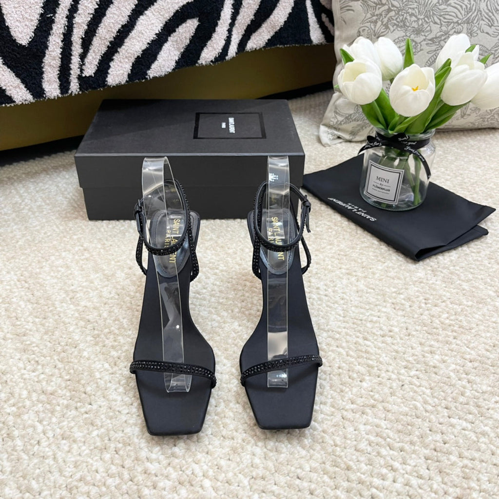 SL GEORGIA SANDALS PUMP BLACK SATIN