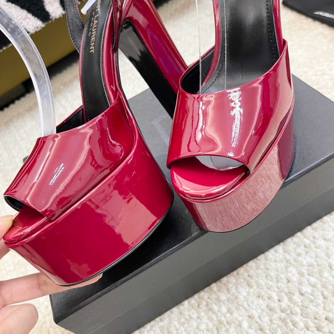 SL JODIE PLATFORM SANDALS RED POLISHED CALFSKIN