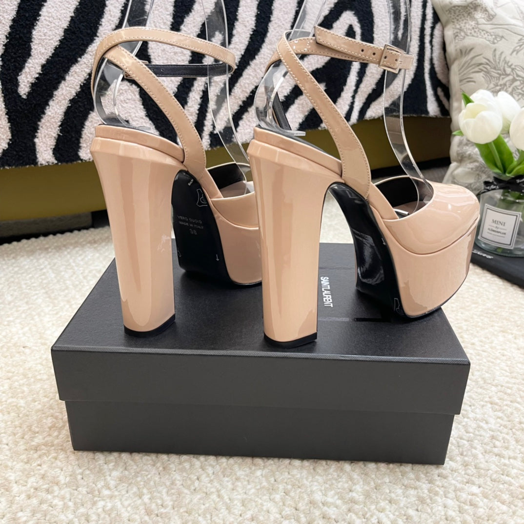 SL JODIE PLATFORM SANDALS BISQUE POLISHED CALFSKIN