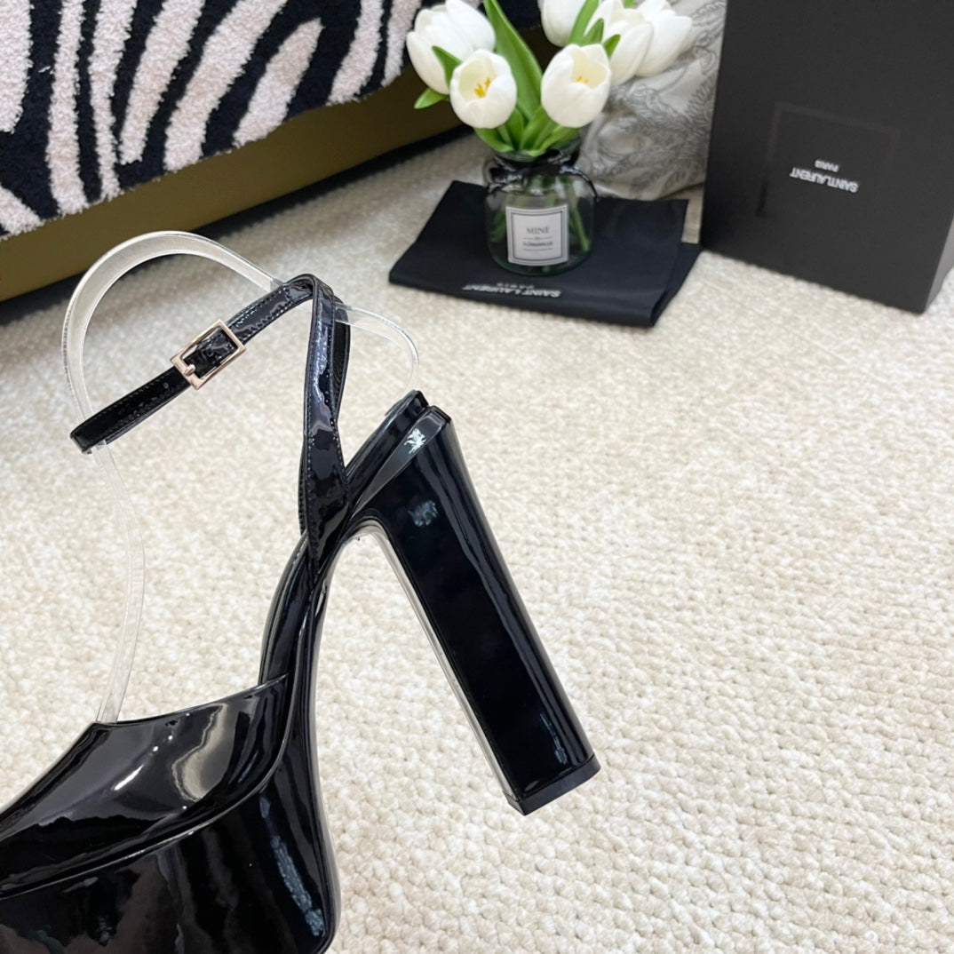 SL JODIE PLATFORM SANDALS BLACK POLISHED CALFSKIN