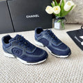 CC SNEAKER IN NAVY BLUE WOOL TWEED AND SUEDE