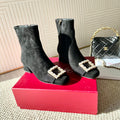 BELLE VIVIER ANKLE BOOTS IN BLACK SUEDE RHINESTONE BUCKLE