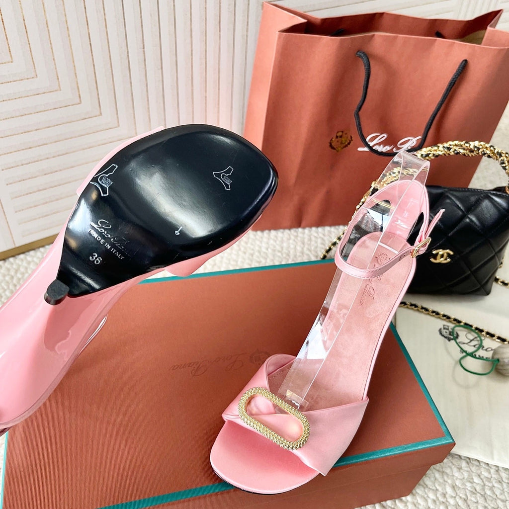 HIGH HEELS SANDALS 80 MM IN PASTEL PINK SATIN MIX SUEDUE