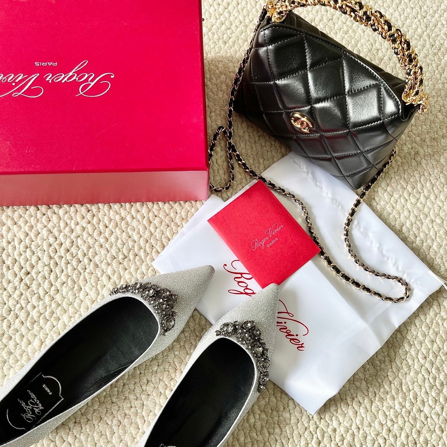 EFFLORESCENCE BALLERINAS IN SILVER GLITTER FABRIC