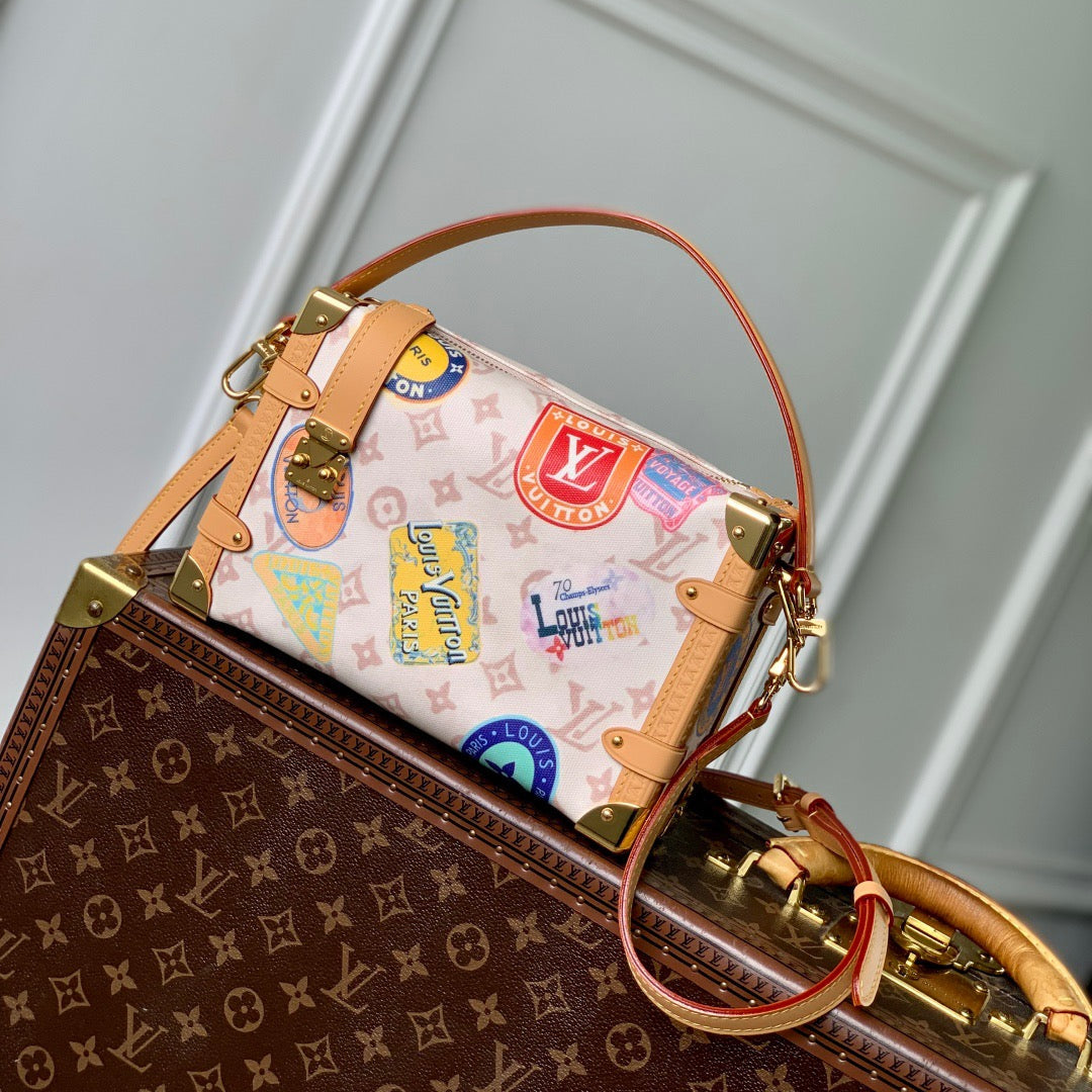 SIDE TRUNK MM 23.5 IN MONOGRAM DUNE CANVAS AND CALFSKIN