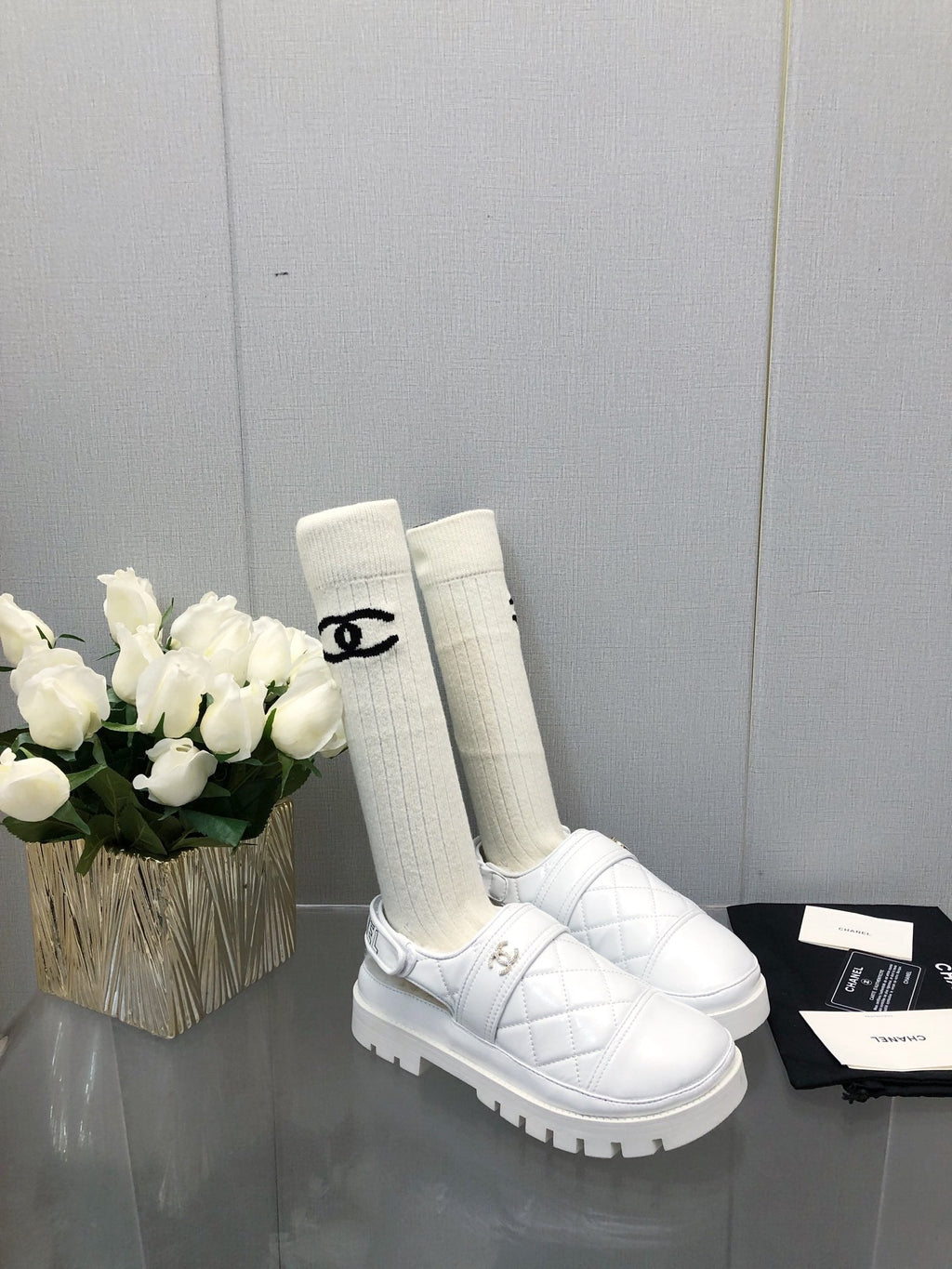 CHUNKY PLATFORM SHEARLING SLIPPER WHITE LAMBSKIN