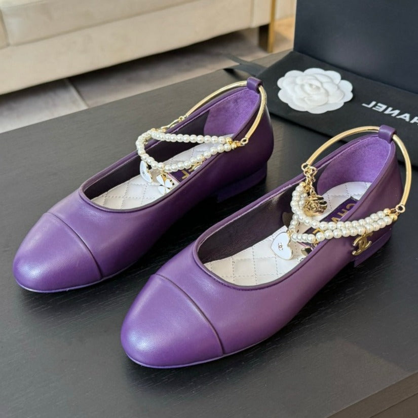 Double Strap Chunky Heel Mary Jane Shoes Violet Purple