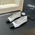 Double Strap Chunky Heel Mary Jane Shoes White Black