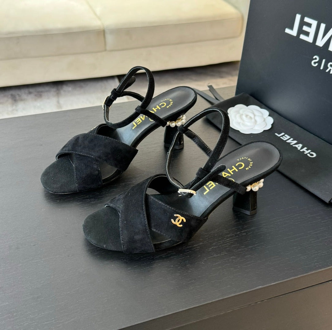 High Sandals Lambskin Black