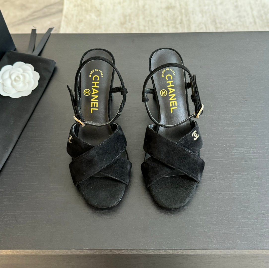 High Sandals Lambskin Black