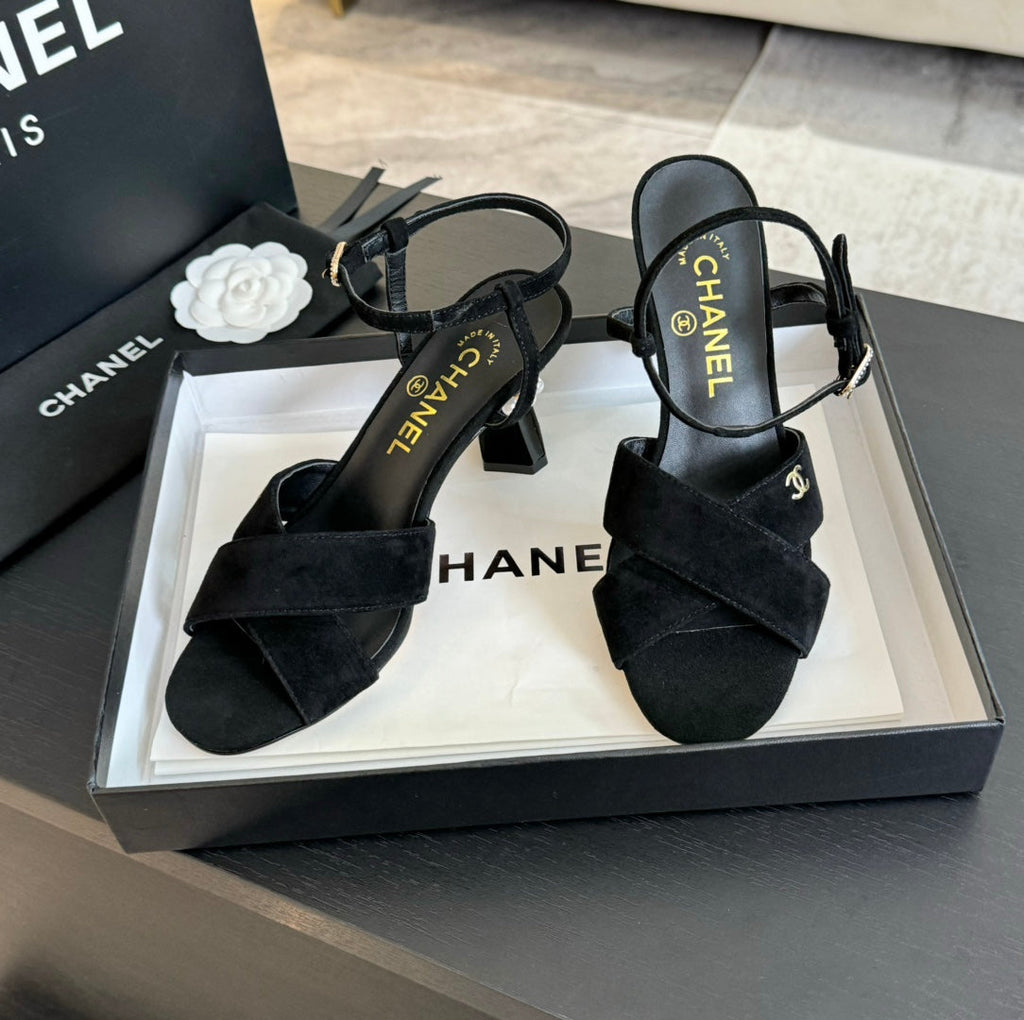 High Sandals Lambskin Black