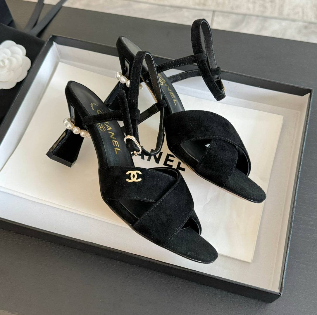 High Sandals Lambskin Black