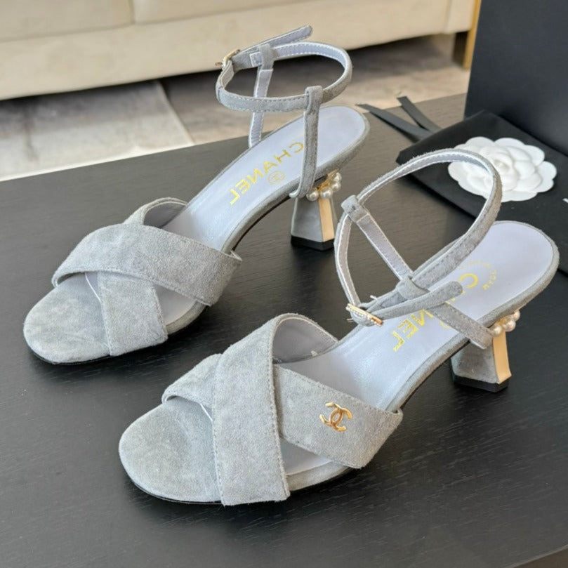 High Sandals Lambskin Gray