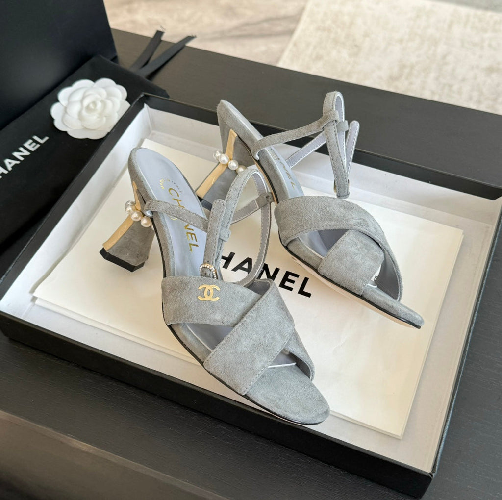 High Sandals Lambskin Gray