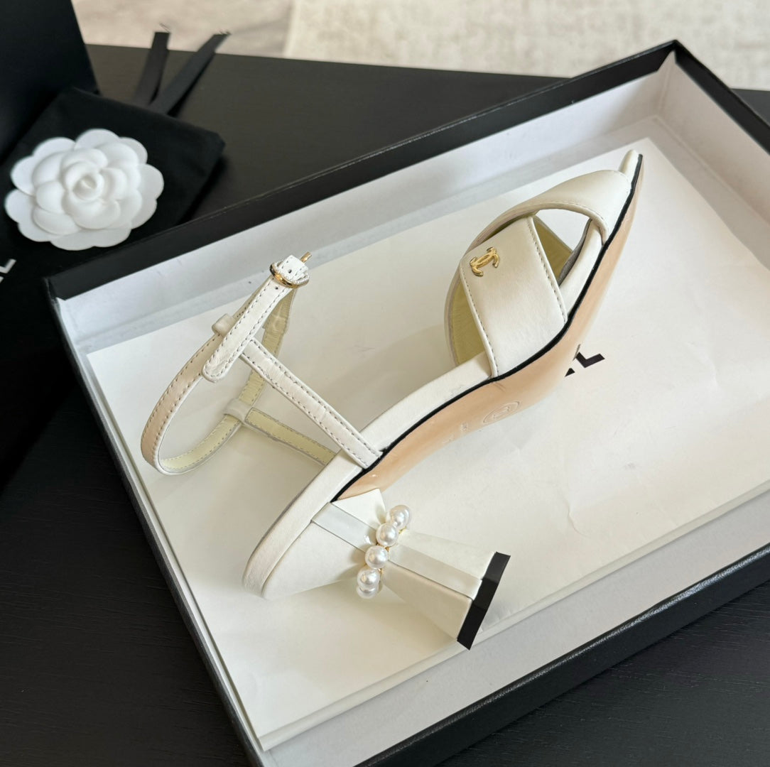 High Sandals Lambskin White