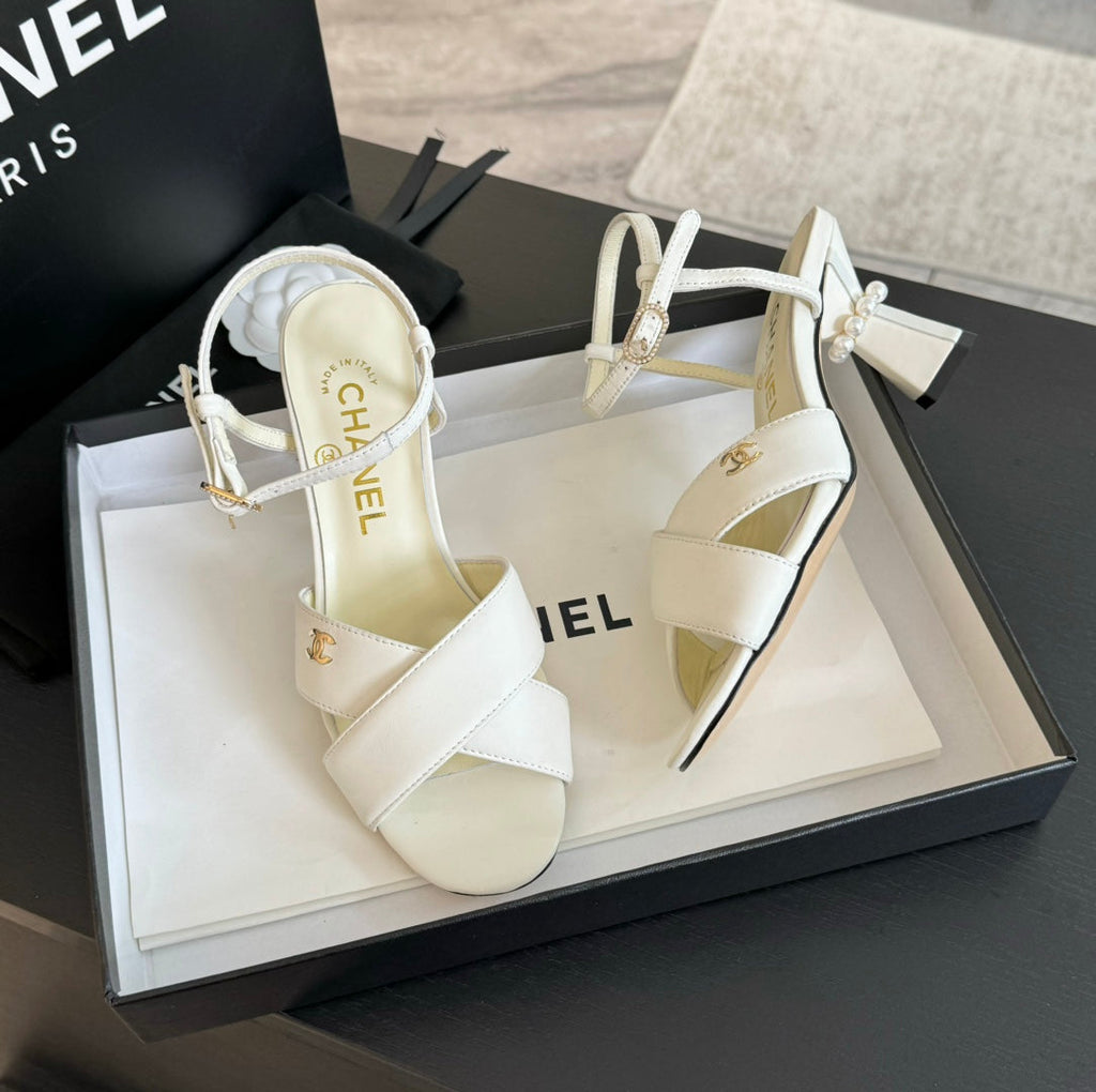 High Sandals Lambskin White