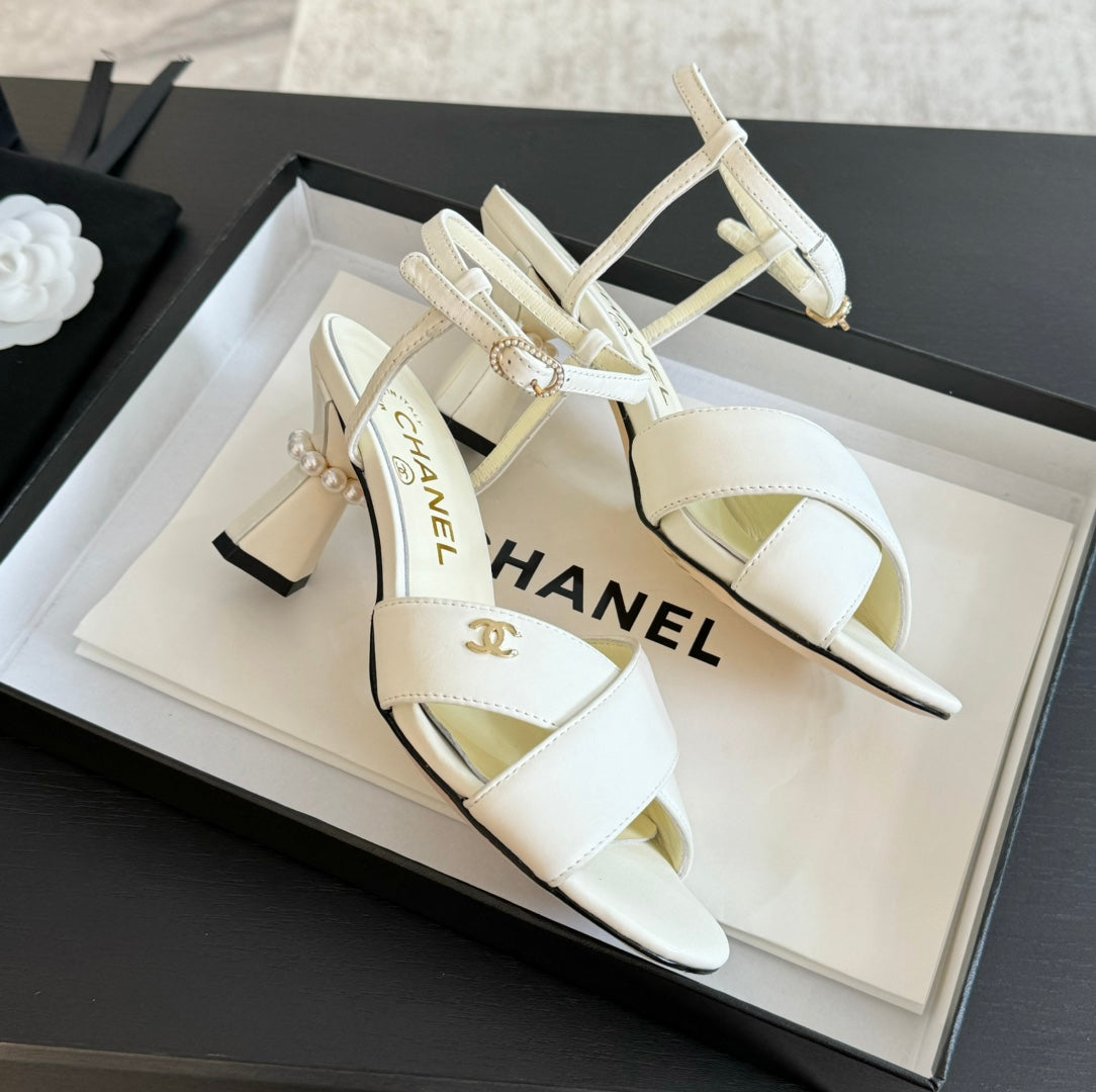 High Sandals Lambskin White