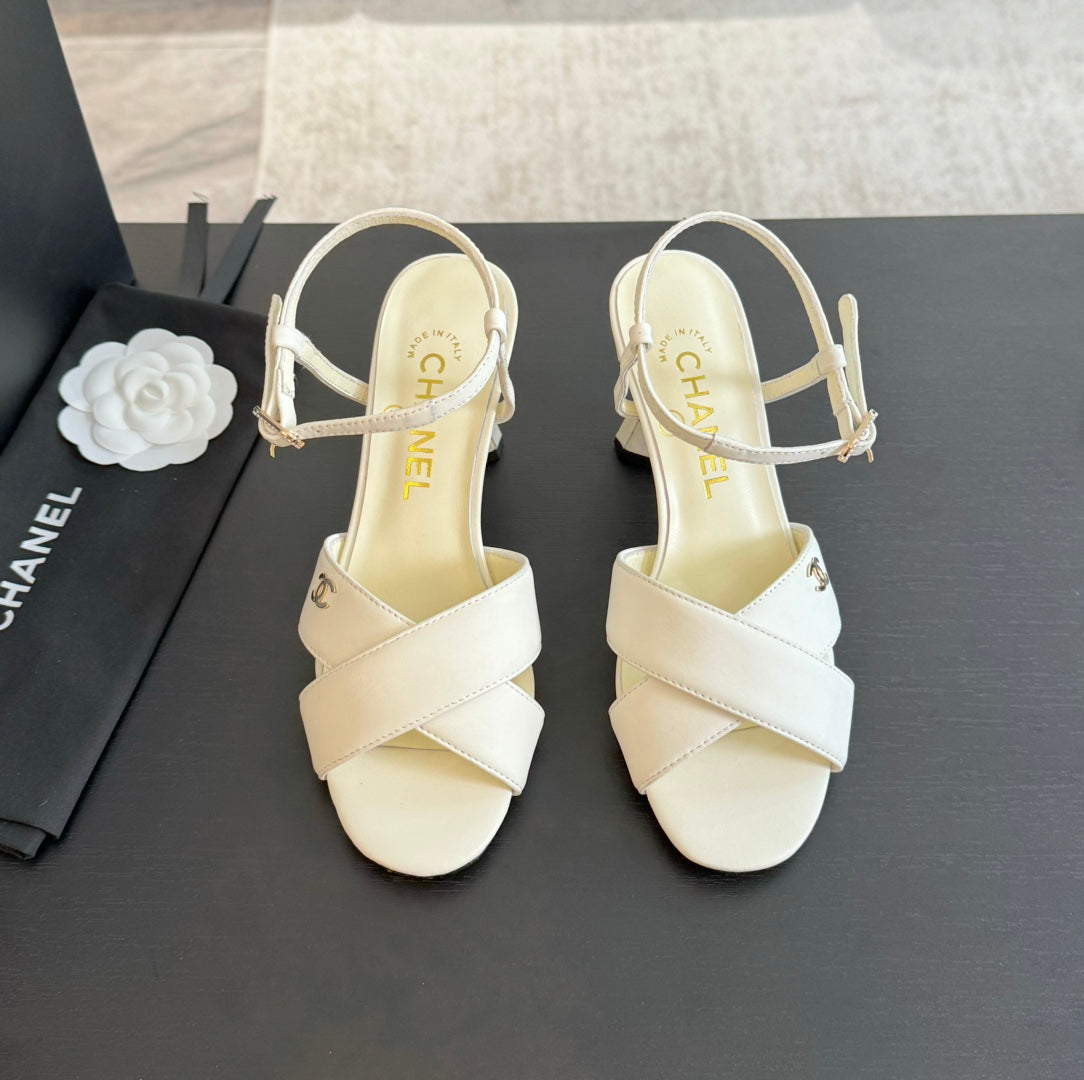 High Sandals Lambskin White