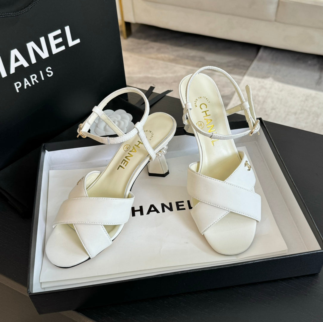 High Sandals Lambskin White