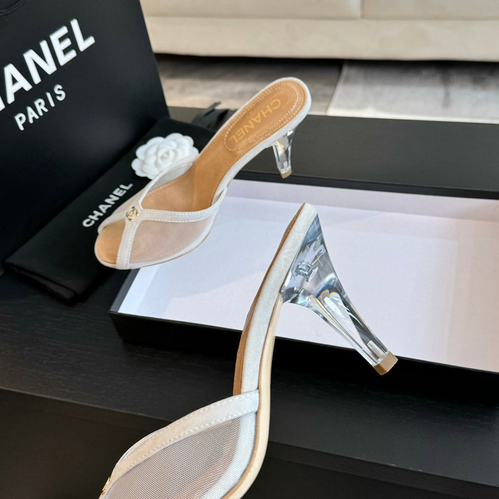 Double C High Heel White Lambskin