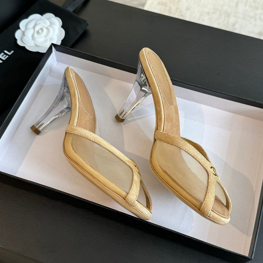 Double C High Heel Tan Brown Lambskin