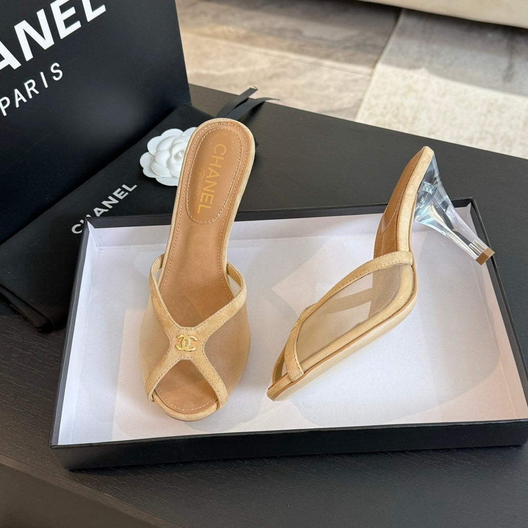 Double C High Heel Tan Brown Lambskin