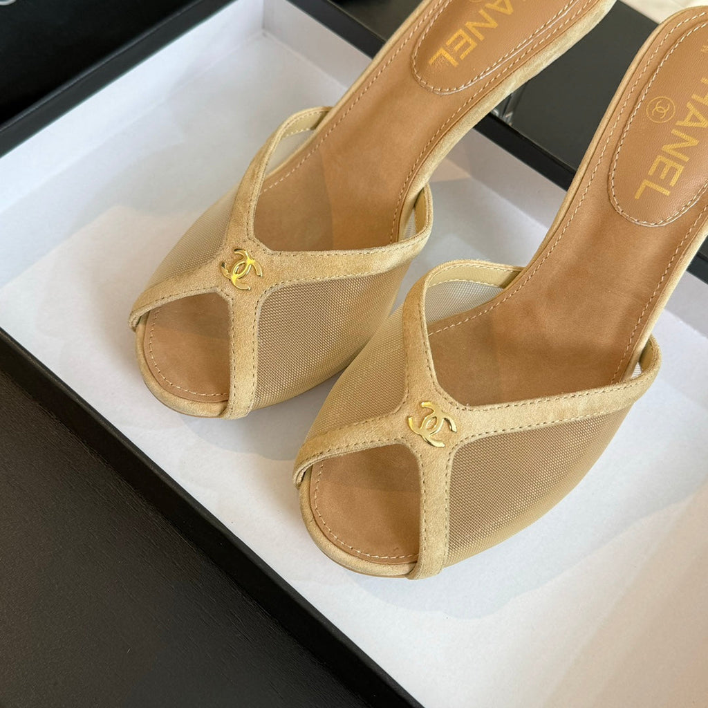 Double C High Heel Tan Brown Lambskin