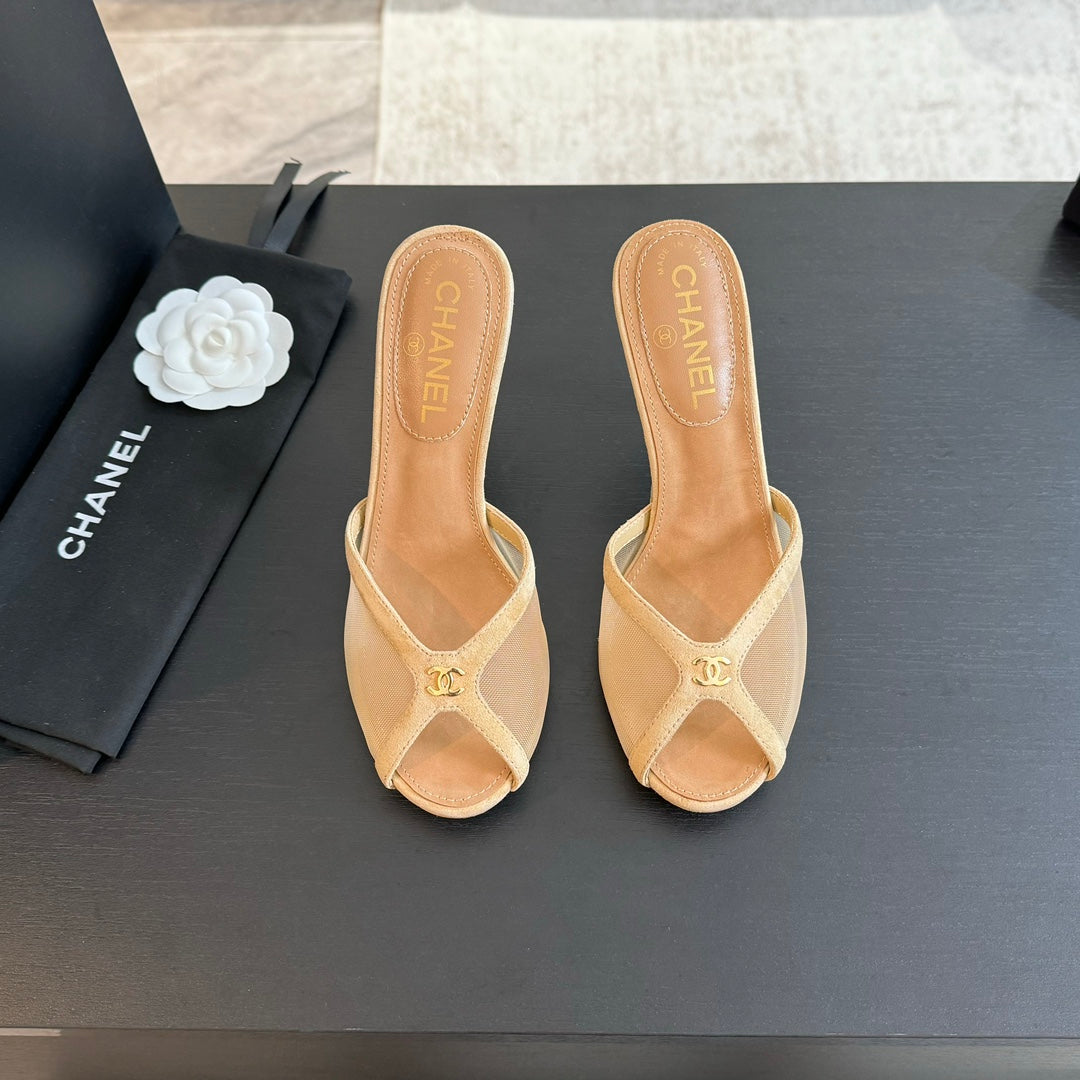 Double C High Heel Tan Brown Lambskin