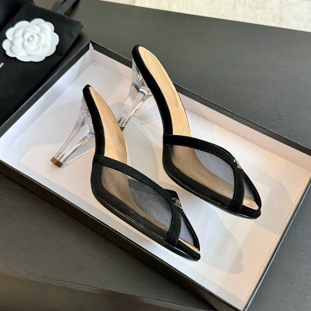 Double C High Heel Black Lambskin