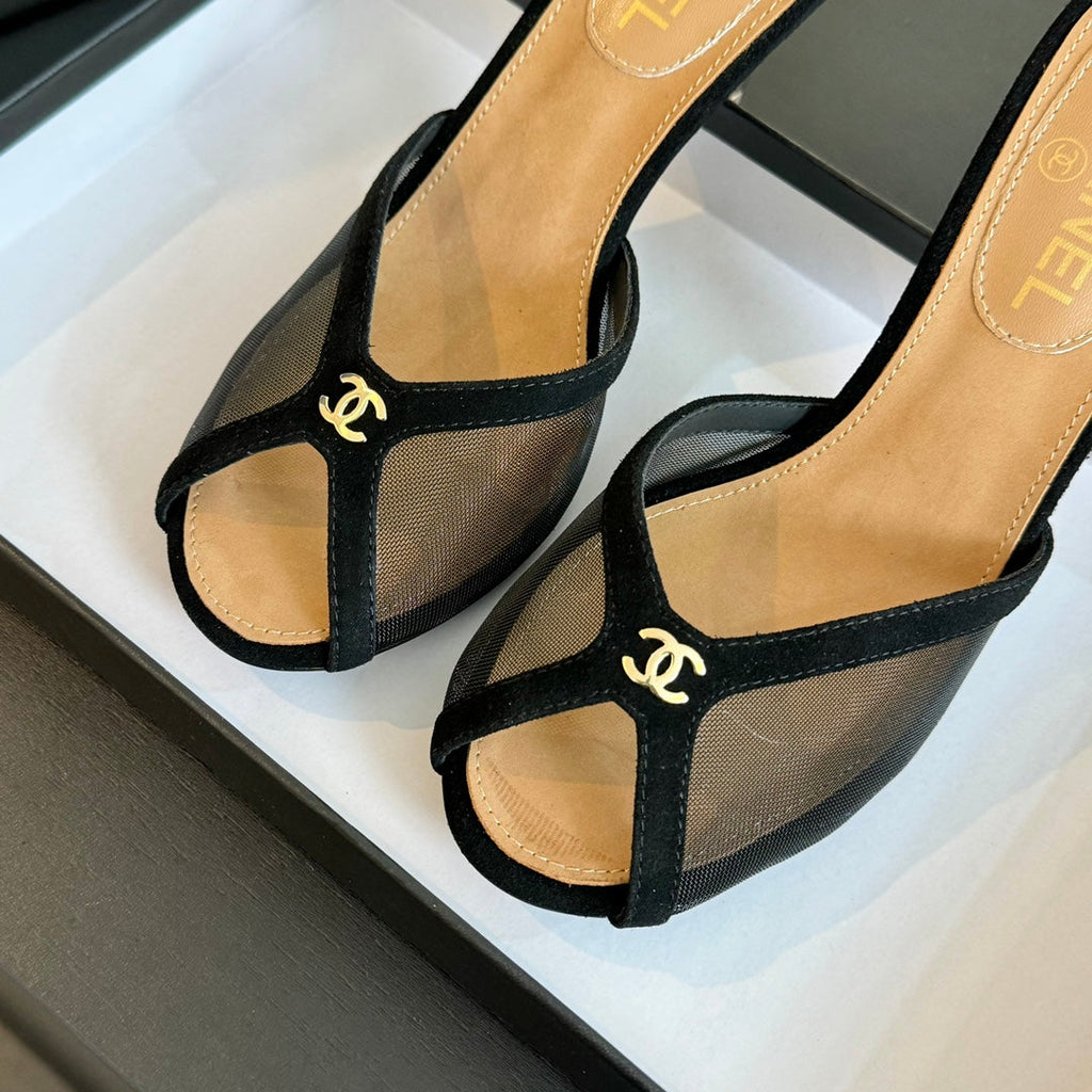 Double C High Heel Black Lambskin