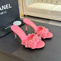 CC Little Camellia World Thin High Heels Rose Pink Lambskin