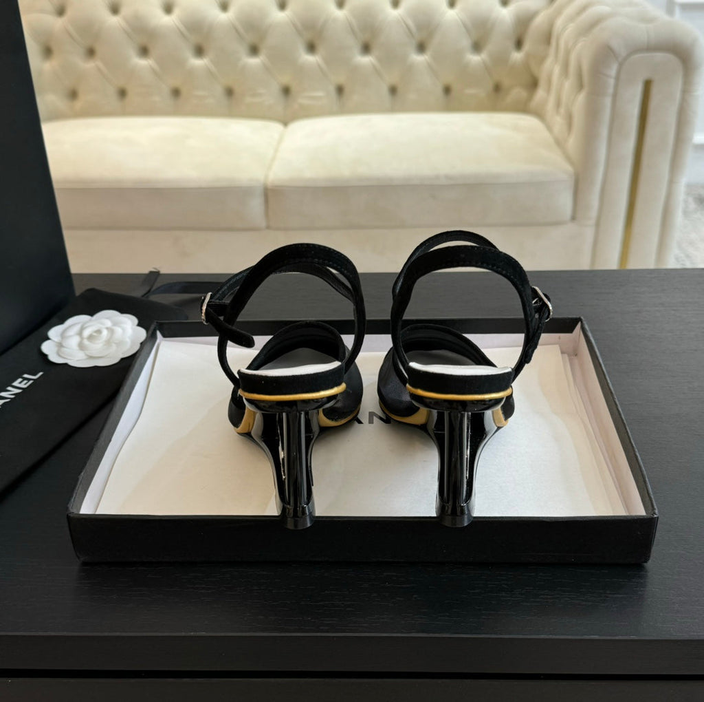 Waterproof Platform High Heels Transparent Heel Mesh  Black