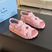 PRA CRISSCROSS RUBBER SANDALS LIGHT PINK CALFSKIN