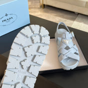PRA CRISSCROSS RUBBER SANDALS WHITE CALFSKIN