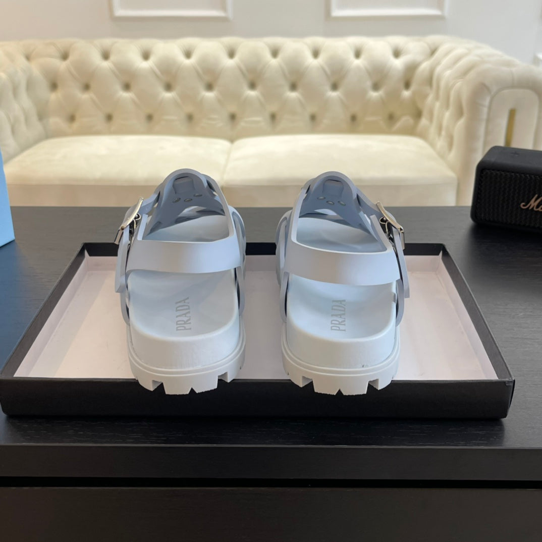 PRA CRISSCROSS RUBBER SANDALS PASTEL SKY CALFSKIN