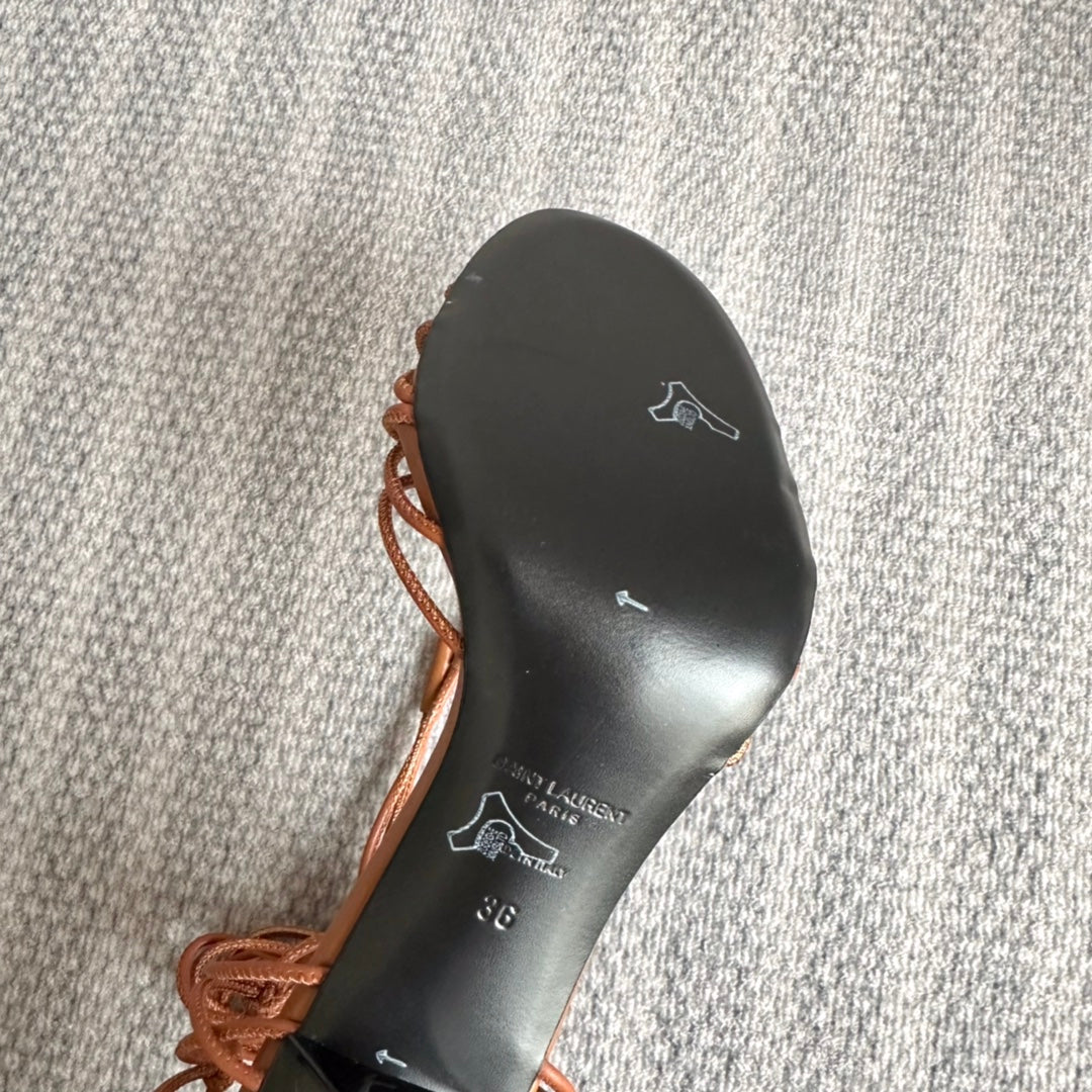 BABYLONE SANDALS 90 IN TAN LAMBSKIN