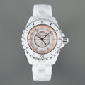 J12 33mm Quartz White Ceramic Diamond Numerals Pink Mop Dial