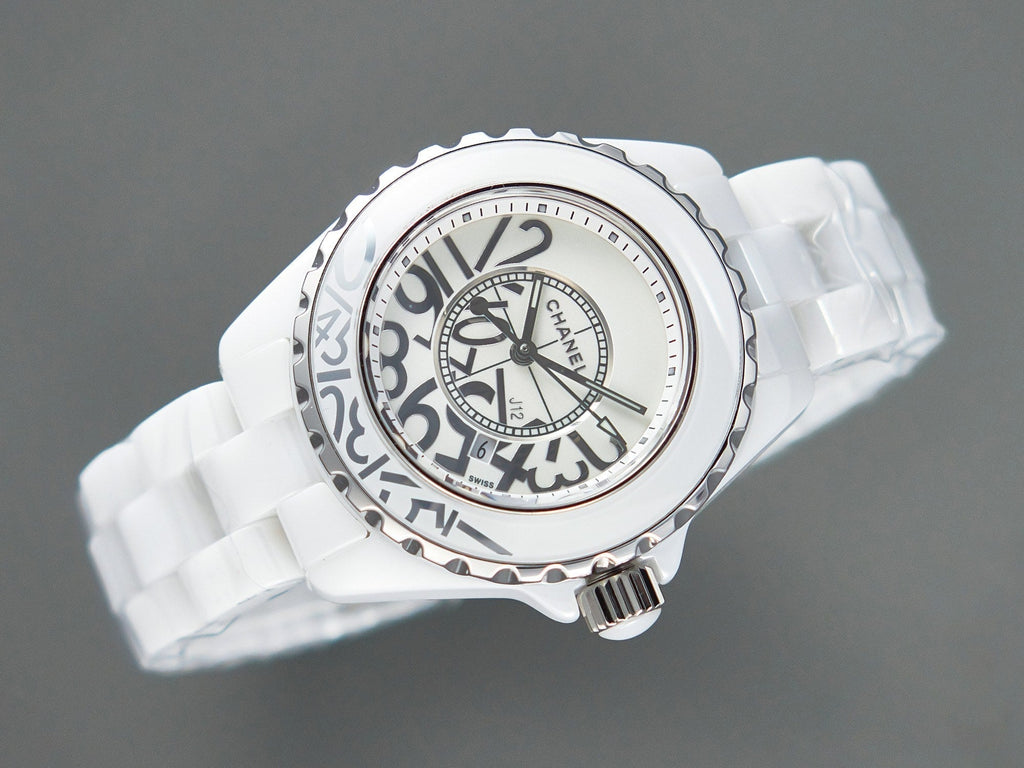 J12 Date Quartz White Ceramic Stainless Graffiti Limited
