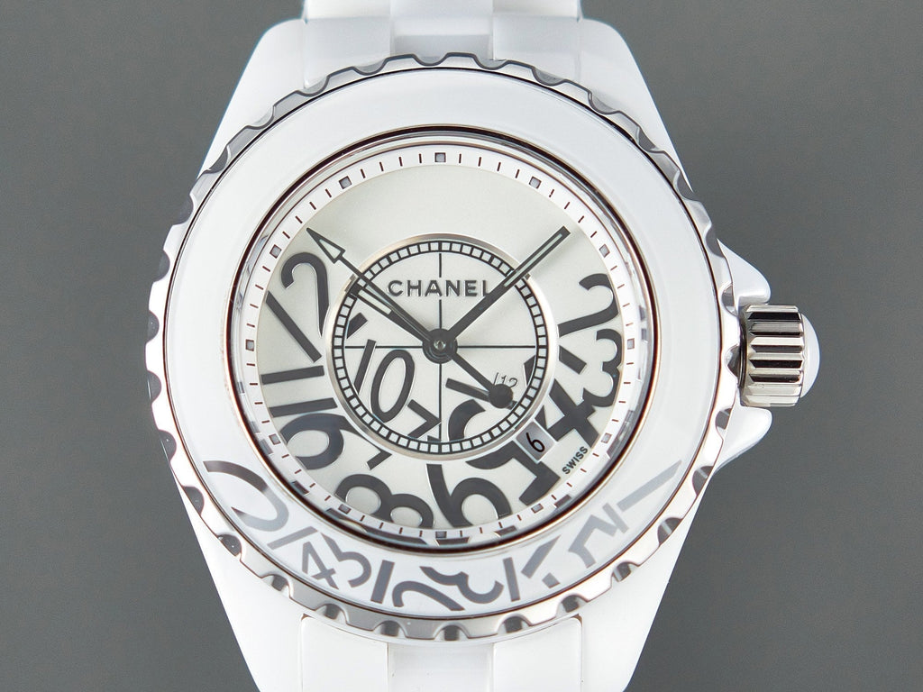 J12 Date Quartz White Ceramic Stainless Graffiti Limited