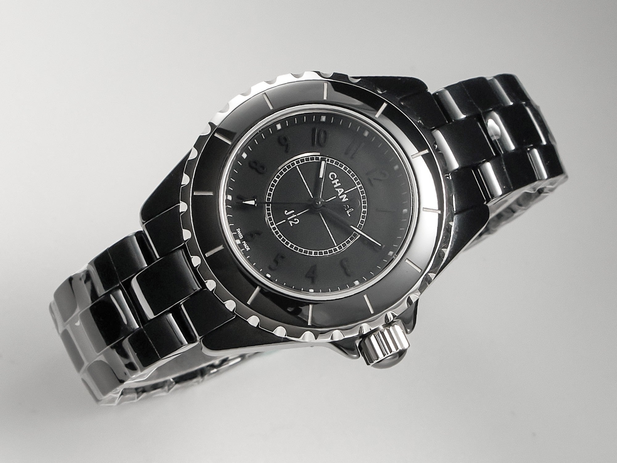 J12 Quartz Black Ceramic Black Numerals Black Dial
