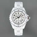 J12 Date Quartz White Ceramic Black Numerals White Dial