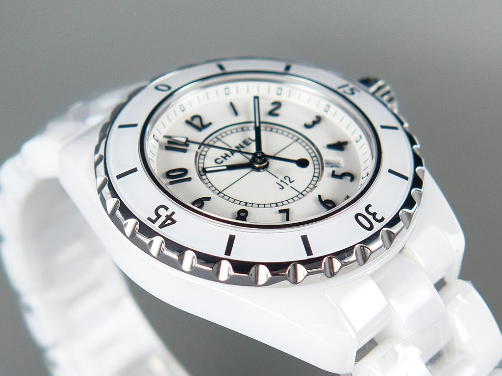 J12 Date Quartz White Ceramic Black Numerals White Dial