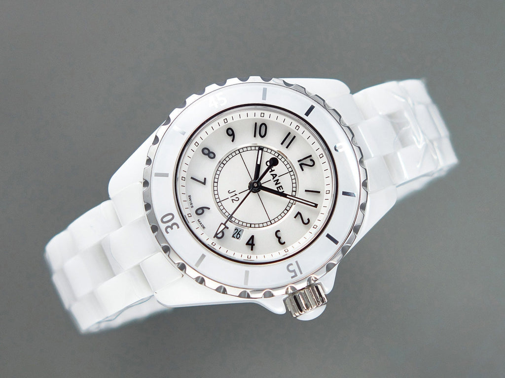 J12 Date Quartz White Ceramic Black Numerals White Dial