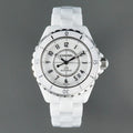 J12 Date Automatic White Ceramic Black Numerals White Dial
