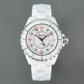 J12 Automatic White Ceramic Pink Diamond Numerals White Dial