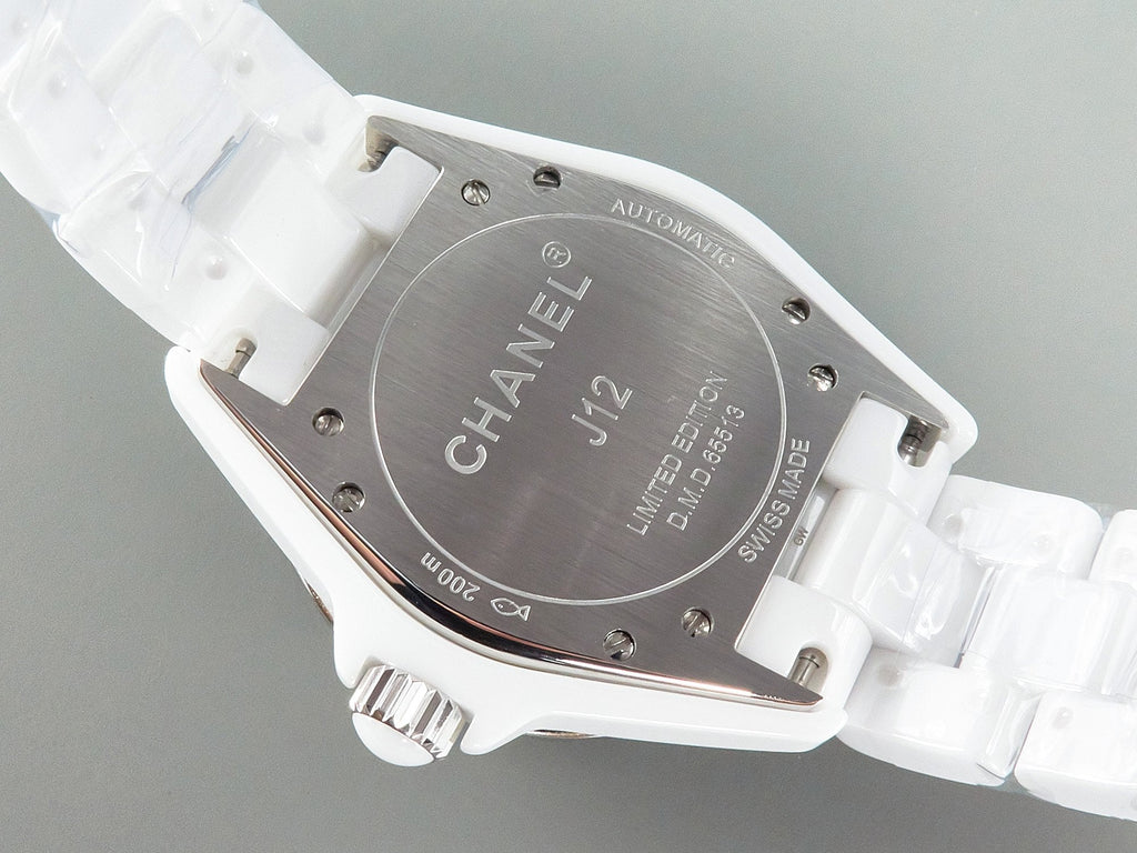 J12 Automatic White Ceramic Diamond Numerals Pink Mop Dial