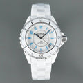 J12 Date Automatic White Ceramic Blue Numerals White Dial
