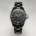 J12 Date Automatic Black Ceramic White Numerals Black Dial White Steel Hands