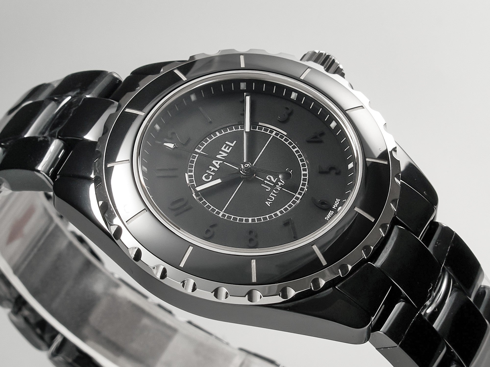 J12 Automatic Black Ceramic Black Numerals Black Dial Black Steel Hands